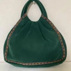 ハンドバッグ　スエード　グリーン