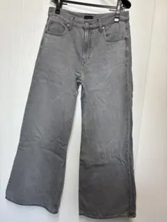 UNIQLO ドレープワイドフレアジーンズ グレー 27