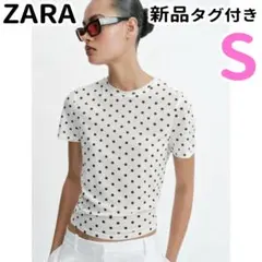 ZARA ドットプリントショートスリーブTシャツ S エクリュ/ブラックのサムネイル