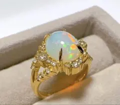 虹色繁花彩 ブラックオパール 2.29ct Pt900 リング - メルカリ