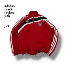 adidas アディダストラックジャケットジャージ刺繍ロゴ J01レッドy2k