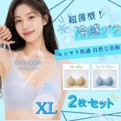 冷感ブラ 2枚セット シームレスブラ 接触冷感 ひんやり楽ちん ノンワイヤーブラ
