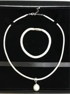 シルバー 925 パールトップ　クリスタルネックレス　ブレスレット I.1738