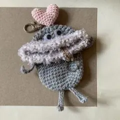 ハンドメイド　パクパクモンスター　かぎ針編み　　 くちびるふわふわ　グレーのサムネイル
