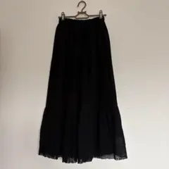 黒 ロングスカート フレアスカート 裏地あり