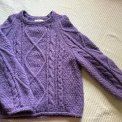 パープル ケーブル編み セーター