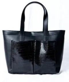 【新品未使用】ハヴァナイストリップ トートバッグ クロコ型押しブラック