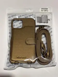 iPhone 12/12 Pro ゴールドケース ショルダーストラップ付き
