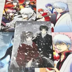 b【メルカリ便】銀魂 特典 イラストカード 5枚　坂田銀時 土方十四郎 沖田総悟