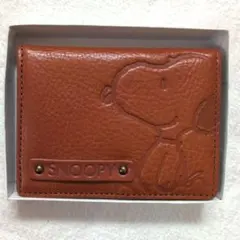 SNOOPY ブラウン レザー カードケース