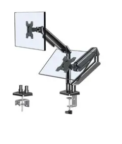 デュアル モニターアーム 黒 クランプ グロメット両方対応
