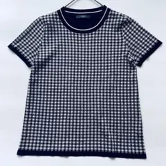 MaxMara WEEKEND チェック切り替え半袖ニット Mのサムネイル