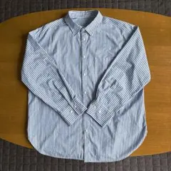 GU レディース　長袖シャツ　ブルー系ストライプシャツのサムネイル