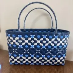 プラカゴバッグ 青系　花
