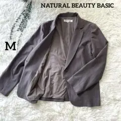 ナチュラルビューティベーシック グレー テーラードジャケット レディース M