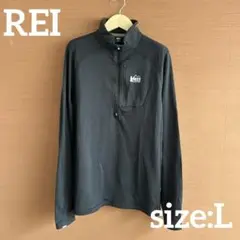 REI ブラック ハーフジップ POLARTEC フリース サムホール付 L