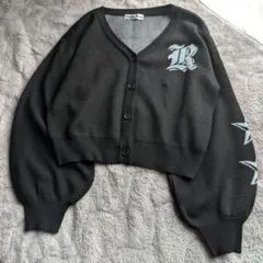 Emma muah カーディガン 黒 MP Vネック レディース ショート