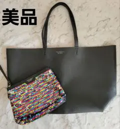 Victoria's Secret トートバッグ 黒 ポーチ付き
