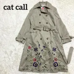cat call 花柄刺繍 トレンチコート ロング ベルト付 レディース 春秋