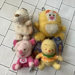 ディズニー くまのプーさん ティガ ピグレッド ぬいぐるみキーホルダー 4点