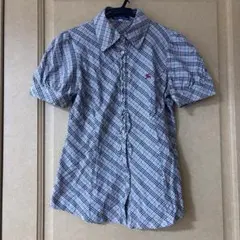 BURBERRY BLUE LABEL ノバチェック フリルブラウス 半袖 S