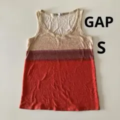 GAP タンクトップ　ノースリーブ　赤茶ベージュ　Sのサムネイル