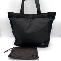 【PORTER】ブラック トートバッグ ポーチ クリーム　A4パソコン収納