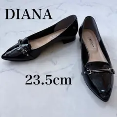 美品 DIANA ダイアナ エナメルローファー 黒 23.5cm ビット金具
