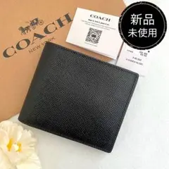 新品・未使用】COACH ブラック 二つ折り財布 型番:CJ883 - メルカリ
