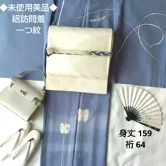 ◆未使用美品◆ 夏着物 絽訪問着 灰水色 軍配にススキ 相撲観戦 結婚式 観劇のサムネイル