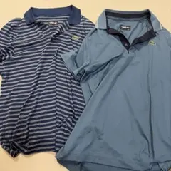 LACOSTE ネイビー ストライプ ポロシャツ Ｍ