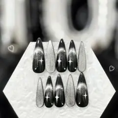 【現品】韓国 ワンホン Y2K シズニ 地雷系 マグネットフレンチ ネイルチップ