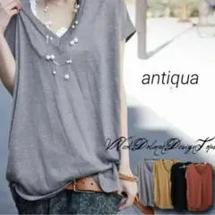 antiqua Vネックドルマンデザイントップス　モカのサムネイル