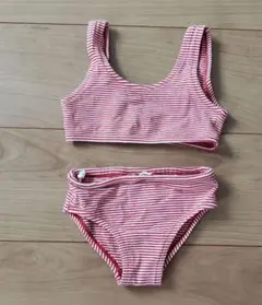 赤と白のストライプ ベビー水着 90cm　アカチャンホンポ