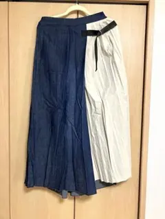 デニムプリーツロングスカート M-L