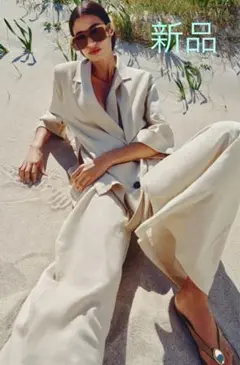 新品タグ付！ZARA ザラ＊リネンベルト付きワイド　パンツ　S