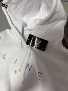 LINE ホワイト フード付きパーカー