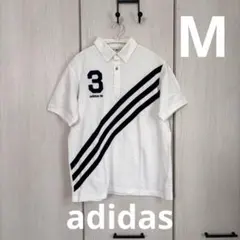 adidas ポロシャツ M ホワイト ストライプ メンズ ゴルフ