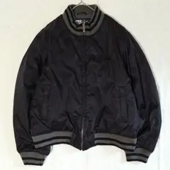 FIRST DOWN ブラックジャケット　M　ナイロン　中わた　MA1