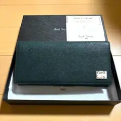Paul Smith 現行モデル　長財布　メタルクロップドロゴ　グリーン　極美品