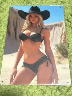 金髪美女　ビキニ姿の女性のアルミ　メタルサイン