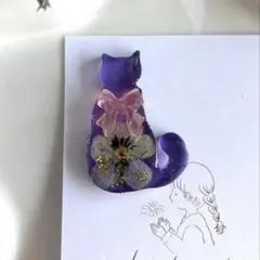 猫　リボン　ビオラ　チャーム　アンブレラマーカー