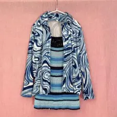 y2k サイケ模様 ベロアシャツ 70s vintage レトロ groovy