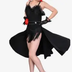 新品未使用可愛い子供用ラテンドレス競技会パーティー黒