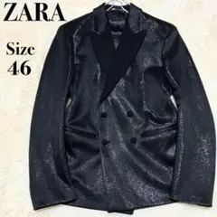 極美品✨ ZARA ザラ ダブルブレスト ドレスジャケット ラメ 黒 46のサムネイル