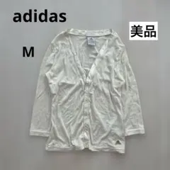 【美品】adidas コットン　薄手　カーディガン　アディダス　七分袖　ホワイト