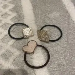 金属装飾付きヘアゴム3個セット