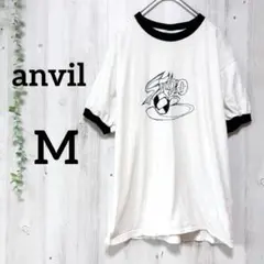 アンビル リンガーTシャツ クルーネック 半袖 総柄 M 白 黒 100%綿のサムネイル