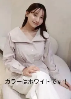 Big Collar Tuck Blouse white/Sのサムネイル