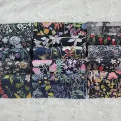 リバティカットクロス10×10◇15枚◇はぎれ◇black系